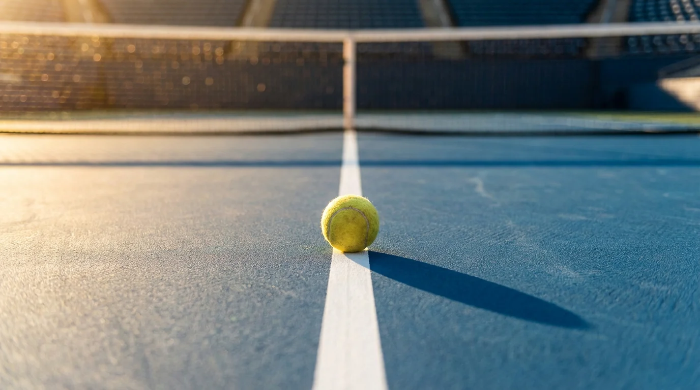 Tipos de apuestas de tenis: pelota sobre pista con red al fondo